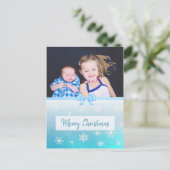 Personalisiertes Foto Blue Snowflakes Weihnachten (Stehend Vorderseite)