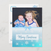 Personalisiertes Foto Blue Snowflakes Weihnachten (Vorne/Hinten)