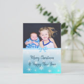 Personalisiertes Foto Blue Snowflakes Weihnachten (Stehend Vorderseite)