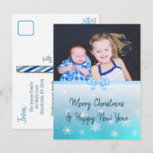Personalisiertes Foto Blue Snowflakes Weihnachten (Vorne/Hinten)