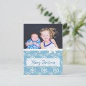 Personalisiertes Foto Blue Snowflakes Weihnachten (Stehend Vorderseite)