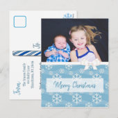 Personalisiertes Foto Blue Snowflakes Weihnachten (Vorne/Hinten)