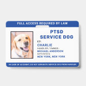 Personalisiertes Foto Blue White PTSD Service Dog  Ausweis (Vorderseite)