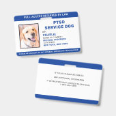 Personalisiertes Foto Blue White PTSD Service Dog  Ausweis (Vorder- & Rückseite)