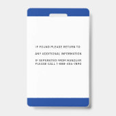 Personalisiertes Foto Blue White PTSD Service Dog  Ausweis (Rückseite)