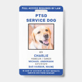 Personalisiertes Foto Blue White PTSD Service Dog  Ausweis (Vorderseite)