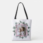 Personalisiertes Foto Blumenrahmen Doppelseitige T Tasche (Rückseite)