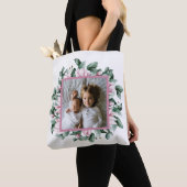 Personalisiertes Foto Blumenrahmen Doppelseitige T Tasche (Von Nahem)