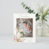 Personalisiertes Foto Bunny Green Geburtverkündung Postkarte (Stehend Vorderseite)