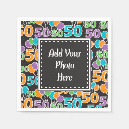Personalisiertes Foto Bunte 50. Geburtstag Napkins Serviette