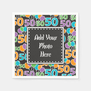 Personalisiertes Foto Bunte 50. Geburtstag Napkins Serviette