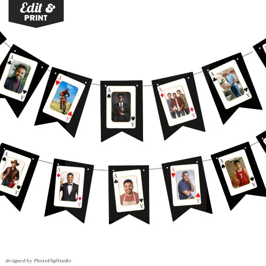Personalisiertes Foto Bunting, Custom Casino Poker Wimpelkette
