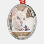 Personalisiertes Foto Cat's First Christmas Ornament Aus Metall (Links)