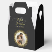 Personalisiertes Foto Chic Black Gold Wedding Mini Geschenkschachtel (Geöffnet)