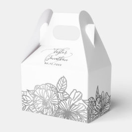 Personalisiertes Foto Chic Silver Gray Wedding Flo Geschenkschachtel