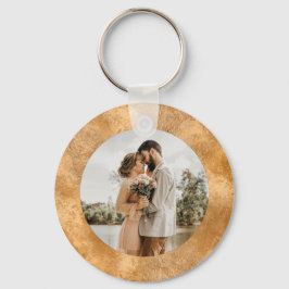 Personalisiertes Foto Chic White Gold Wedding Mini Schlüsselanhänger