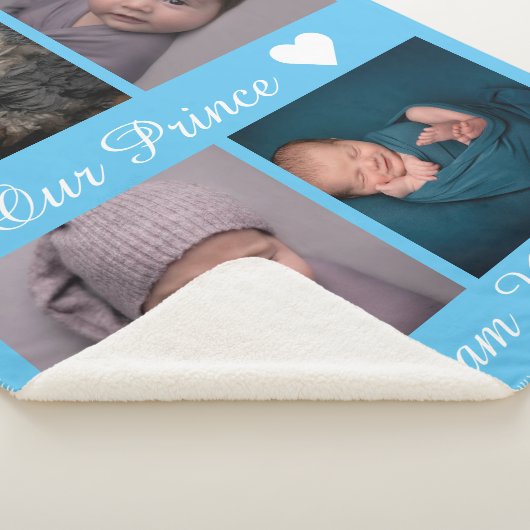 Personalisiertes Foto Collage Baby name Monogramm Sherpadecke (3/4)