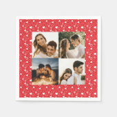 Personalisiertes Foto Collage Herz rot Serviette (Vorderseite)