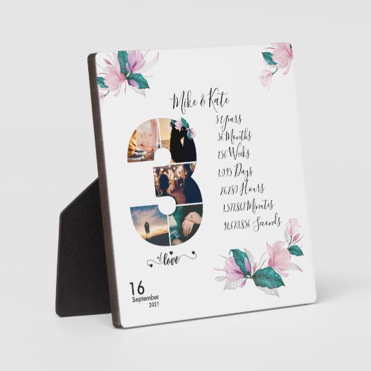 Personalisiertes Foto Collage Liebe Script Couple Fotoplatte (Vorderseite)