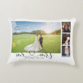 Personalisiertes Foto Collage Mr. and Mrs. Heart Dekokissen (Rückseite)