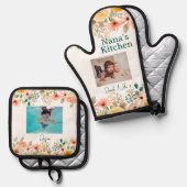 Personalisiertes Foto Collage Nana Großmutter's Ki Ofenhandschuh & Topflappen-Set (Vorderseite/Rückseite)