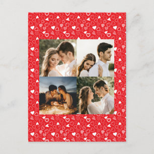 Personalisiertes Foto Collage Red Hearts Muster Postkarte