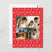 Personalisiertes Foto Collage Red Hearts Muster Postkarte (Vorne/Hinten)