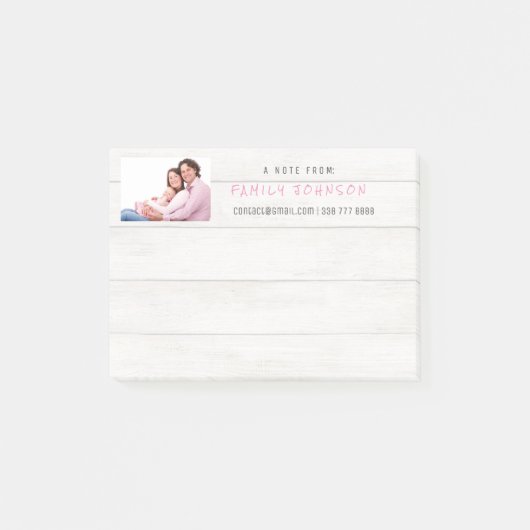 Personalisiertes Foto Corporate Family Wood Post-it Klebezettel (Vorderseite)
