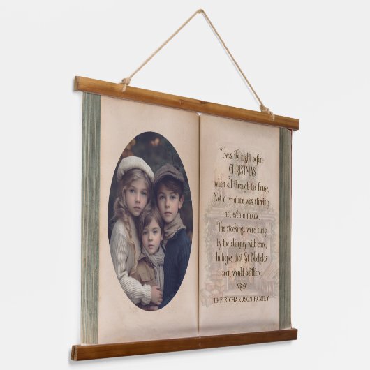 Personalisiertes Foto Das war die Nacht vor Weihna Wandteppich Mit Holzrahmen (Gewinkelt)