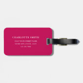 Personalisiertes Foto Deep Pink Simple Modern Gepäckanhänger (Rückseite horizontal)