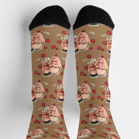 Personalisiertes Foto der besten Freunde - Braun Socken (Oben)