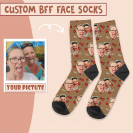 Personalisiertes Foto der besten Freunde - Braun Socken