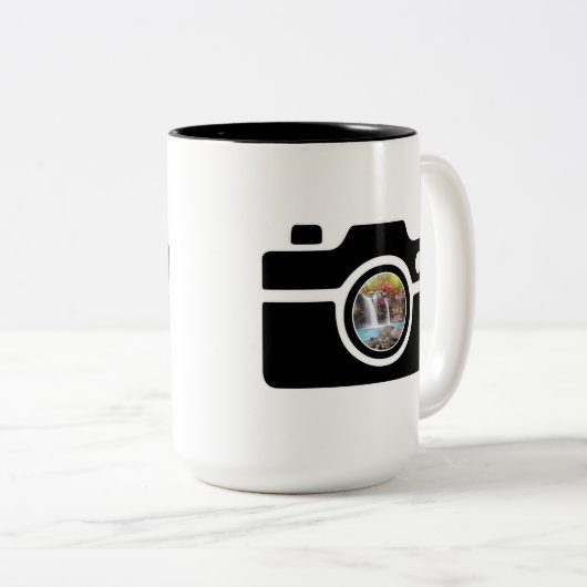 Personalisiertes Foto der Kamera Zweifarbige Tasse (VorderseiteRechts)