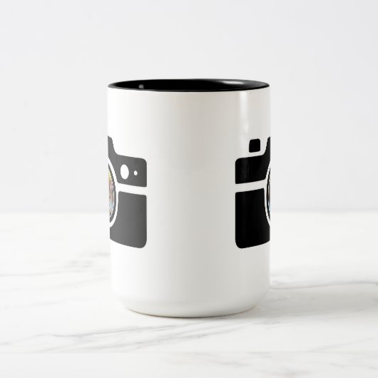 Personalisiertes Foto der Kamera Zweifarbige Tasse (Mittel)