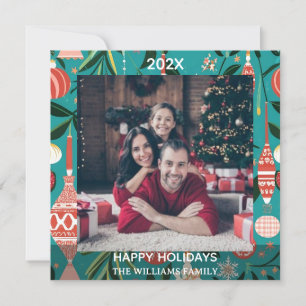 Personalisiertes Foto der Weihnachtsfamilie Name Feiertagskarte