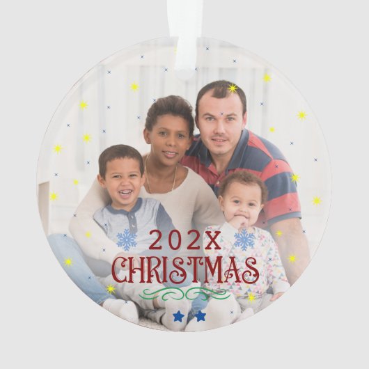 Personalisiertes Foto der Weihnachtsfamilie Ornament (Rückseite)
