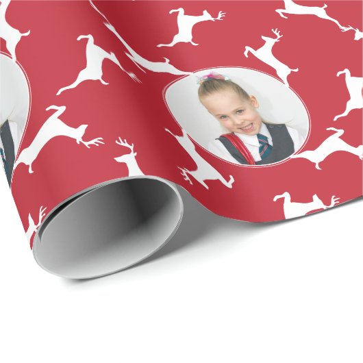 Personalisiertes Foto der Weihnachtsrinder Geschenkpapier (Rolleneckpunkt)
