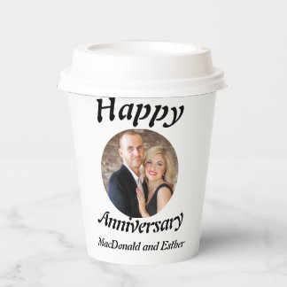 Personalisiertes Foto des Happy Anniversary Pappbecher