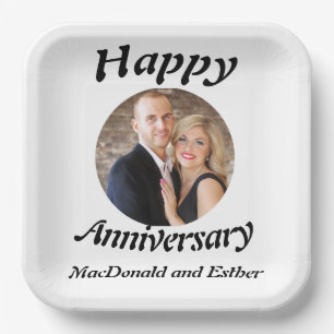 Personalisiertes Foto des Happy Anniversary Pappteller