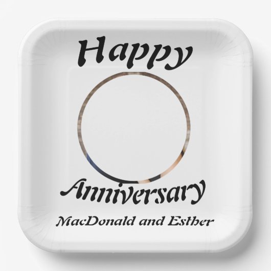 Personalisiertes Foto des Happy Anniversary Pappteller (Vorderseite)