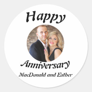 Personalisiertes Foto des Happy Anniversary Runder Aufkleber