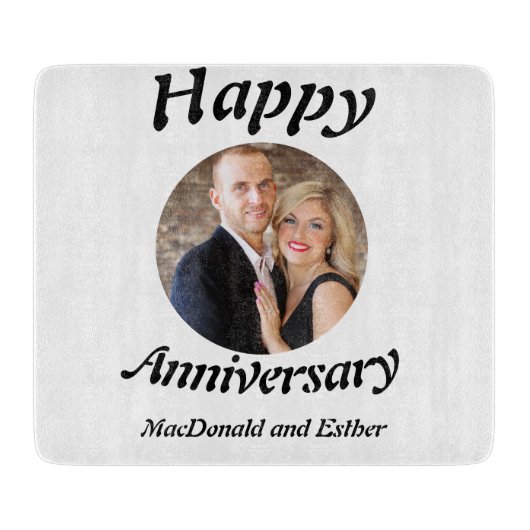 Personalisiertes Foto des Happy Anniversary Schneidebrett (Vorderseite)