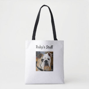 Personalisiertes Foto des Hundes und Name Tote Bag Tasche