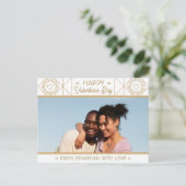 Personalisiertes Foto des "White & Gold Valentine  Postkarte (Stehend Vorderseite)