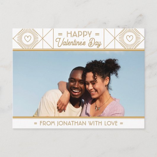Personalisiertes Foto des "White & Gold Valentine  Postkarte (Vorderseite)