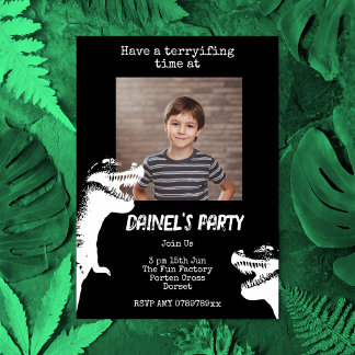 Personalisiertes Foto Dinosaur Geburtstagsparty Einladung