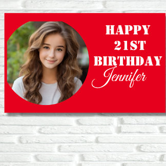Personalisiertes Foto Drehbuch Red Happy 21. Gebur Banner