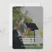 Personalisiertes Foto Elegante Smokey Grad Einladung (Rückseite)