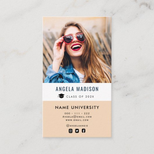 personalisiertes Foto, eleganter Abschluss Visitenkarte (Vorderseite)