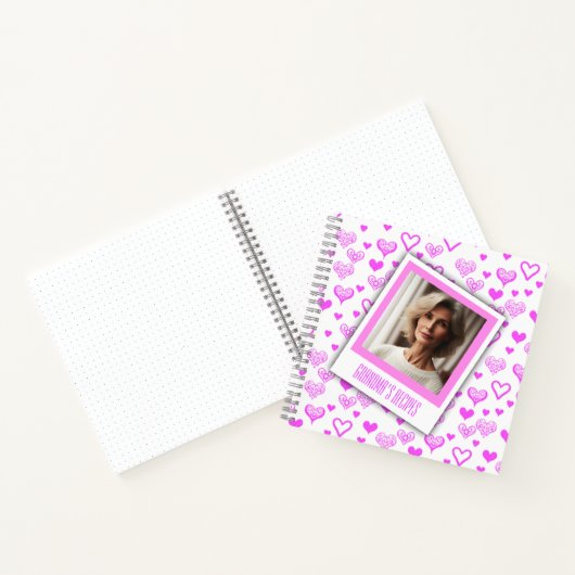 Personalisiertes Foto Elegantes Rosa Herz Rezept B Notizblock (Innenseite)
